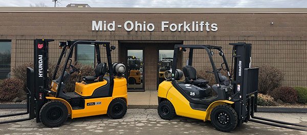 Forklifts Parked Outside Mid-Ohio Material Handling