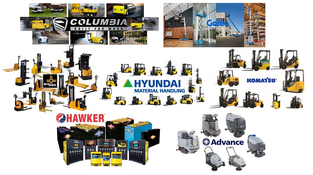 Forklifts and Warehouse Equipment from Various Manufacturers